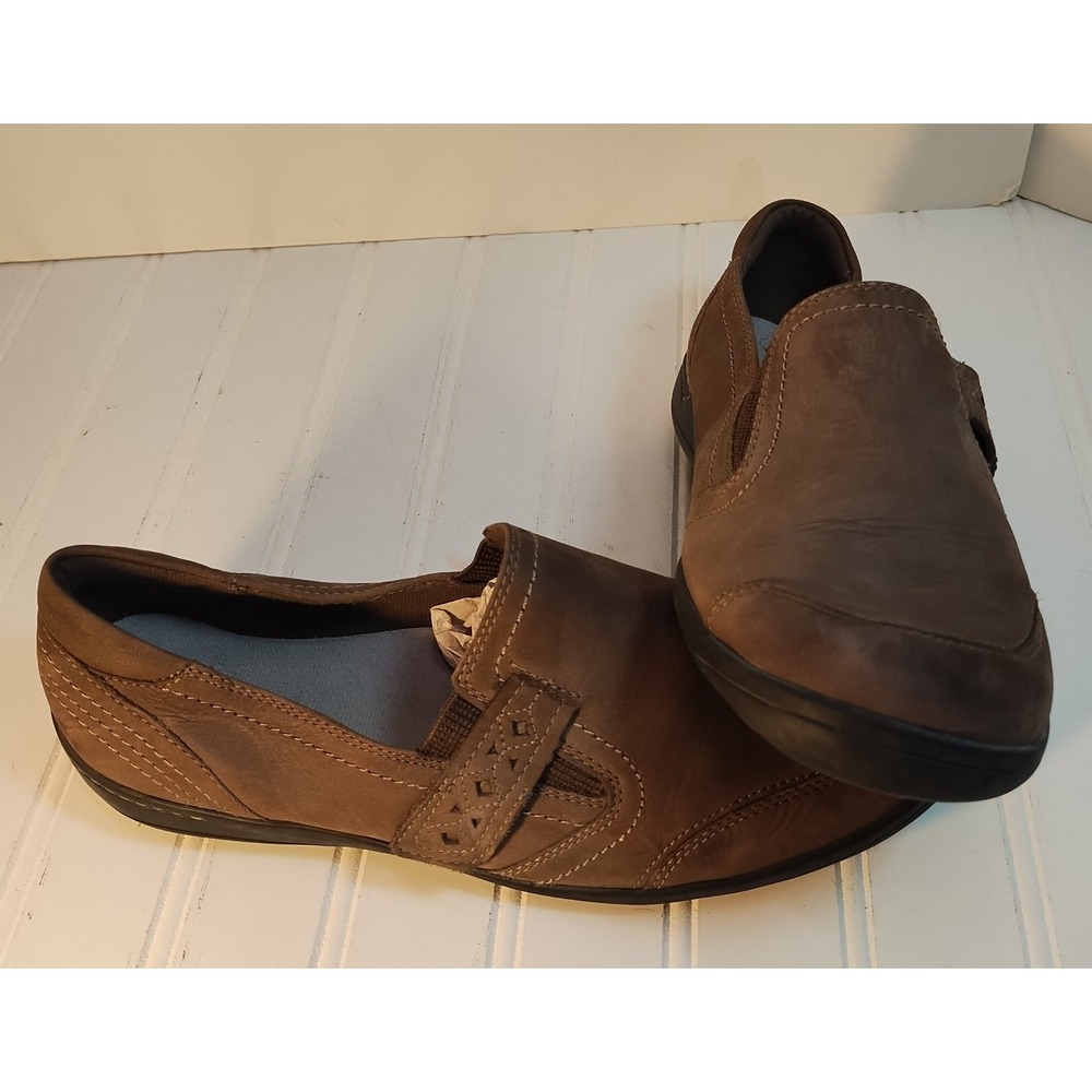 Rockport Cobb Hill Women Brown Leather Slip On Loafers 9.5M Walking Minimalist‎